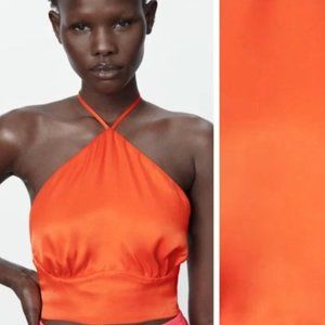 Zara Orange Halter Top